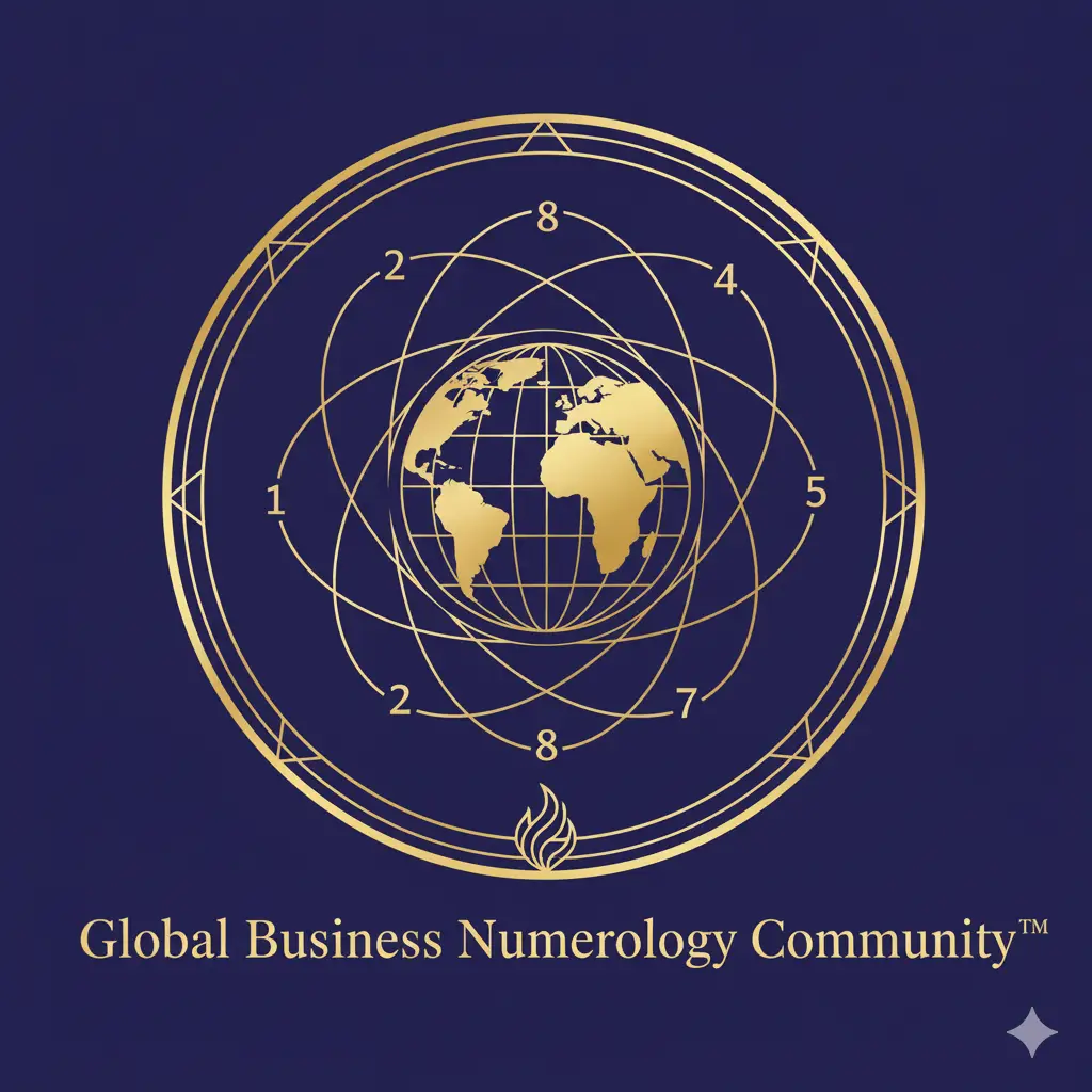 “Global Business Numerology Community golden earth emblem – worldwide numerology network”