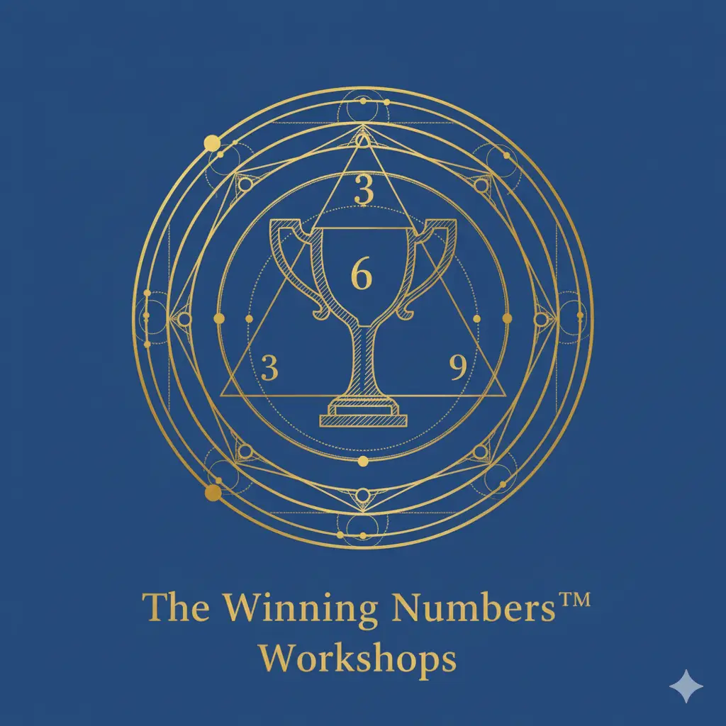 “The Winning Numbers golden workshop badge – numerology-driven masterclass emblem”